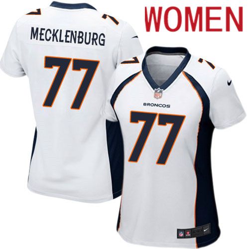 Women Denver Broncos #77 Karl Mecklenburg White Nike Game NFL Jersey